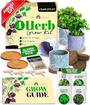 HOME GROWN Indoor Herb Garden Kit w/Glazed Ceramic Pot - Easy-to-Grow Kitchen Window Gardening Starter Set - Unique Housewarming Gift for Women, Mom, Gardeners, Friend, Her, Mother by GreenHaven Gardens