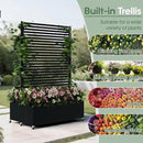 Double Metal Planter Box with Trellis Privacy Screen, Raised Garden Bed with Trellis & Wheels, Planter Box Outdoor with Drainage Holes for Climbing Plants, Vegetable, Vines,73"x 47"x 30", Black by GreenHaven Gardens