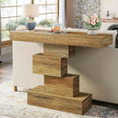 Tribesigns 42.5" Farmhouse Console Table, Narrow Wood Sofa Table Behind Couch with Geometric Base, Industrial Entryway Accent Table for Living Room, Hallway, Entrance (Light Brown) by CozyNest Decor