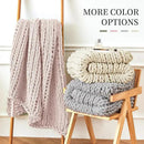 Admitrack Chunky Knit Blanket Throw, 100% Hand Knit Chenille Throw Blanket for Sofa & Home Decor, Soft and Cozy Knitted Throw Blankets (Pink，51"x63") by CozyNest Decor
