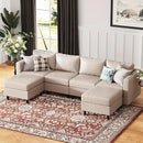 118.5" Oversized Modular Sectional Sofa, Faux Leather 6 Seater U Shaped Couch with Movable Ottoman and Storage Seat with Reversible Chaise Deep Seat for Living Room Whitesand by CozyNest Decor
