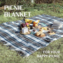 G GOOD GAIN Waterproof Picnic Blankets- Extra Large Outdoor Blanket Foldable, Beach Blanket with PU Handles, Sand-Proof Picnic Mat for Hiking, Camping, Lawn, Park, Grass. Blue Check by TinyTreasures Baby Boutique
