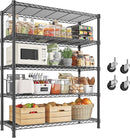 REIBII 1984LBS Storage Shelves with Wheels 75.2"H Wire Shelving Unit, Metal Shelving with Wheels & Feet, 5 Tier Adjustable Metal Dorm Storage Shelves for Pantry Kitchen Garage, 75.2"H x 35.5"W x 16"D by TinyTreasures Baby Boutique