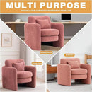 Chenille Accent Armchair Oversize Upholstered Barrel Comfy Modern Round Lounge Sofa Chair with Pillow Cozy Reading Chairs for Apartment,Office,Living Room,Dining,Makeup,Club,Pink 2SET by CozyNest Decor