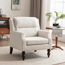 Kidol & Shellder White Oversized Accent Chair for Living Room Mid Century Modern Reading Chair with Back Wide Upholstered Comfy Single Sofa Chair for Bedroom Lounge Side Corner Chair Fabric Armchair by CozyNest Decor