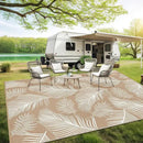 Pauwer Waterproof Outdoor Rug 10x14, Reversible Plastic Straw Patio Camping Rug, Indoor Outdoor RV Mat Carpet for Deck, Camper, Porch, Balcony, Backyard, Picnic, Leaf Brown by GreenHaven Gardens