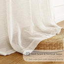 FMFUNCTEX Linen Sheer Pinch Pleated Curtains for Living Room, Linen Flax Beige 84 Inches Long Sheer Curtain See Through Panels for Bedroom, Natural Window Drapes for Farmhouse, Rod Pocket 2 Panels by CozyNest Decor