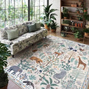 OJIA Jungle Living Room Rug 9x12 Washable Rugs for Bedroom, Ultra-Thin Modern Beige Non-Shedding Large Area Rug Playroom Rug Non-Slip Stain Resistant Accent Carpet for Kids Room Dining by CozyNest Decor