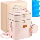 Breastmilk Cooler Bag with Ice Pack & Pacifier Case, Large Double Layer Insulated Baby Bottle Cooler Fits 6 Bottles, Breast Pump Storage Bag for Working Nursing Moms, with Gift Box by TinyTreasures Baby Boutique
