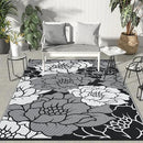 GENIMO Outdoor Rug Waterproof for Patio Decor, 9' x 12' Reversible Plastic Straw Floral Camping Carpet, Large Area Rugs Mats for RV, Camper, Deck, Balcony, Porch, Beach, Picnic, Mix-Black & White by CozyNest Decor