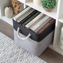 OrganiHaus 12x12 Cube Storage Bins 4 Pack, Foldable Cube Storage Organizer w/ Rope Handles, Collapsible Fabric Bins for Toys, Clothes & Closet Organization, Fabric Square Baskets - Gray/Black by CozyNest Decor