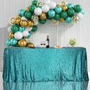 SquarePie Sequin Tablecloth 50 x 72 Inch Teal Sparkly Table Linen for Wedding Party by CozyNest Decor
