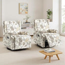 UIXE Swivel Rocker Manual Recliner Chairs Set of 2, Wingback Swivel Glider Fabric Nursery Reclining Sofa Chair, High Back Upholstered Arm Chair for Living Room Bedroom - Beige Plants by CozyNest Decor