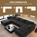 157.5" U Shaped Modern Sofa Modular Sectional Cloud Couch with 2 Ottoman,Deep Seat Upholstered Couches with Corduroy Fabric for Living Room Furniture,Bedroom and Apartment,No Assembly Required,Black by CozyNest Decor
