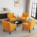 UIXE Accent Chair, Modern Upholstered Armchair in Fabric for Living Room, Comfy Club Arm Chairs Single Sofa Button Tufted Bedroom Reading Seat - Orange, Set of 4 by CozyNest Decor