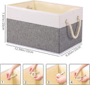 Yawinhe Foldable Storage Basket 3-Pack, Large Fabric Bins with Rope Handle, Used for Organizing Shelves, Closets, Clothes, 12.99''Lx9.05''Wx7.87''H, White/Grey by TinyTreasures Baby Boutique