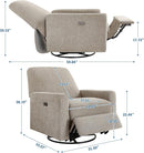 Power Swivel Glider Recliner Chair, Electric Nursery Rocker Recliner Chair, USB & Type-C Charger, Warm Camel Boucle by TinyTreasures Baby Boutique