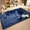 AMTOVO Faux Fur Sheepskin Rug for Living Room, 4 x 6 ft Dark Blue Fluffy Area Rug for Bedroom, Playroom, Luxury Room Decor, Rectangle by CozyNest Decor