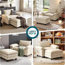 LINSY HOME Sofa Chair with Movable Ottoman - Corduroy Cloud Couch Chair Soft Comfy Modern Sofa Chaise Single Sleeper Chair Bed for Living Room Apartment Office, Beige by CozyNest Decor