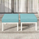 Solaste Outdoor Footstools Patio Ottoman Set of 2, Aluminum All-Weather Outdoor Footrest Seat with Removable Cushions, Patio Furniture Ottomans for Garden, Backyard, Poolside-White by CozyNest Decor