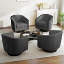 Swivel Barrel Accent Chair, Modern Round Corduroy Fabric Arm Chair for Living Room, Bedroom, Comfy Club Reading Chairs for Adults (Corduroy Grey, Set of 4) by CozyNest Decor