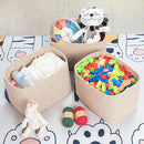 MINTWOOD Design 3-Pack Decorative Woven Storage Baskets for Shelves, Cube Bin Box for Organizing Books, Shoes, Dog Toys, Pantry Closet and Living Room Organizer, Oatmeal Brown by TinyTreasures Baby Boutique