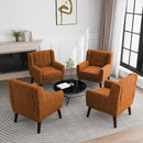UIXE Accent Chair, Velvet Upholstered Armchair for Living Room, Modern Club Arm Chairs Comfy Single Sofa Button Tufted Bedroom Reading Seat - Orange, Set of 4 by CozyNest Decor