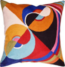 Delaunay Decorative Pillow Cover Joy Modern Couch Pillowcase Contemporary Couch Cushion Abstract Farmhouse Chair Pillowsham Hand Embroidered Wool Size 18x18 by CozyNest Decor