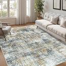 Area Rug Living Room Rugs: 5x7 Abstract Washable Rugs Ultra Soft Carpets with Non-Slip Backing Stain Resistant Carpet for Dining Room Table Bedroom Nursery Indoor Home Office Brown/Gray by TinyTreasures Baby Boutique