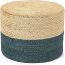 REDEARTH · Cylindrical Pouf Foot Stool Ottoman - Jute Braided Pouffe Poof Accent Sitting Footrest for Living Room, Bedroom, Nursery, Patio, Lounge & Other Rooms (Natural Teal, 18"x18"x14") by CozyNest Decor