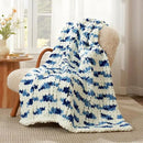 Amélie Home Chunky Knit Throw Blanket for Couch, Soft Chenille Crochet Blanket for Sofa, 50"x60", Space-Dyed Blue Striped by CozyNest Decor