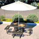 79'' Steel Square Picnic Table for Outdoors, Expanded, Lifetime Picnic Table with Umbrella Hole, Heavy Duty Sturdy Commercial Picnic Tables for Garden Courtyard BBQ, Black by GreenHaven Gardens
