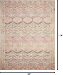 Loloi Layla Collection LAY-17 Pink/Lagoon 7'-6" x 9'-6" .13" Thick Area Rug, Soft, Durable, Vintage Inspired, Distressed, Low Pile, Non-Shedding, Easy Clean, Printed, Living Room Rug by CozyNest Decor