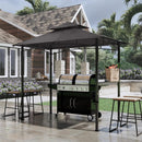 COOSHADE 8'x 5' Grill Gazebo Double Tiered Outdoor BBQ Gazebo Canopy with LED Light (Gray) by GreenHaven Gardens