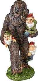 Design Toscano Schlepping the Garden Gnomes Bigfoot Yeti Indoor/Outdoor Garden Statue, 16 Inch Tall, Cast Stone Resin, Painted Full Color Finish by GreenHaven Gardens