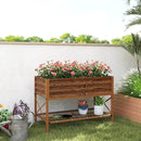 Outsunny Raised Garden Bed with Galvanized Steel Frame, Storage Shelf and Bed Liner, Elevated Planter Box with Legs for Vegetables, Flowers, Herbs, Dark Brown by GreenHaven Gardens