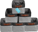 OrganiHaus Small Fabric Storage Baskets for Shelves 6 Pack, 12x8in Closet Storage Bins for Shelves, Cloth Baskets for Organizing, Linen Closet Organizers, Fabric Basket, Gray/Black by TinyTreasures Baby Boutique