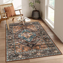 Lahome Washable Living Room Area Rug - 3x5 Non-Slip Ultra-Thin Rugs for Entryway, Throw Small Stain Resistant Kitchen Rugs, Vintage Medallion Print Carpet Rug for Office Bedroom Laundry Room Office by TinyTreasures Baby Boutique
