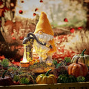 TERESA'S COLLECTIONS Fall Decor, Fall Gnomes Decor, Autumn Garden Gnomes Pumping Water with Solar Lights, Waterproof Resin Outdoor Fall Decor, Fall Gifts Outdoor/Indoor,9" by CozyNest Decor
