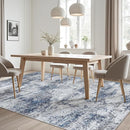 Area Rug 9x12 Washable Rugs: Abstract Large Living Room Rugs with Non-Slip Backing, Stain Resistant Indoor Floor Carpet for Bedroom Dining Room Table Nursery Hallway Home Office Blue/Gray/Black by TinyTreasures Baby Boutique