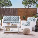 LVTXIII Outdoor Deep Seat Cushion Patio Seat and Back Cushion Set Seasonal Chair Cushion with Removable Cover and Adjustable Buckle for Home and Garden, 24"x24"x4", Boho Geometry Blue by GreenHaven Gardens