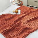 Amélie Home Chunky Knit Throw Blanket for Couch, Soft Chenille Crochet Blanket for Sofa, 50"x60", Burnt Orange by CozyNest Decor