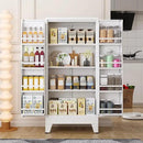 51" Kitchen Pantry Cabinet, Metal Storage Cabinet with 3 Adjustable Layer Shelves, 8 Door Shelves, Buffet Sideboard for Living Room, Kitchen, White by CozyNest Decor