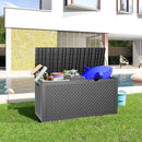 100 Gallon Resin Deck Box, Lockable Patio Outdoor Storage Box for Furniture, Garden Tools and Tools Storage, Waterproof Outside Storage Boxes - Patterned black by CozyNest Decor