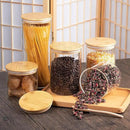 YUNCANG Glass Storage Jars [Set of 5],Clear Glass Food Storage Containers with Airtight Bamboo Lid Stackable Kitchen Canisters for Candy,Cookie,Rice,Sugar,Flour,Pasta,Nuts and Spice Jars by CozyNest Decor