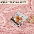 L'AGRATY Chunky Knit Blanket Throw - Soft Chenille Yarn Throw Blanket 40x50: Handmade Thick Knit Crochet Blanket - Large Chunky Rope Pink Throw Blanket for Couch Sofa Bed Home Decor by CozyNest Decor