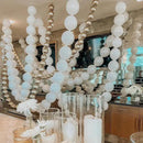 White and Silver Linking Balloons, 100PCS 6 Inch Small Metal Silver Quick Link Balloons for Making Balloon Wall Heart Arch Tails Balloon for Wedding Birthday Baby Shower Graduation Party Decorations by CozyNest Decor