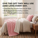 DaDa Bedding Luxury Blossom Pink Rose Buds Pink Sherpa Backside Faux Fur Throw Blanket (BL-171752)
