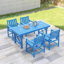 HDPE Patio Dining Set, 5-Piece Outdoor Table and Chairs with Umbrella Hole, Modern Outdoor Dining Set for 4, HDPE Outdoor Patio Furniture Dining Sets for Deck, Poolside, Porch, Sky Blue by CozyNest Decor