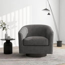 Swivel Barrel Accent Chair, Modern Round Linen Arm Chair for Living Room, Bedroom, Comfy Club Reading Chairs for Adults（Linen Fabric, Grey, Set of 1 by CozyNest Decor